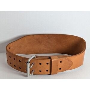 MacGregor Leather Weightlifting Belt Medium Made in USA 4" Wide Tan Heavy Duty